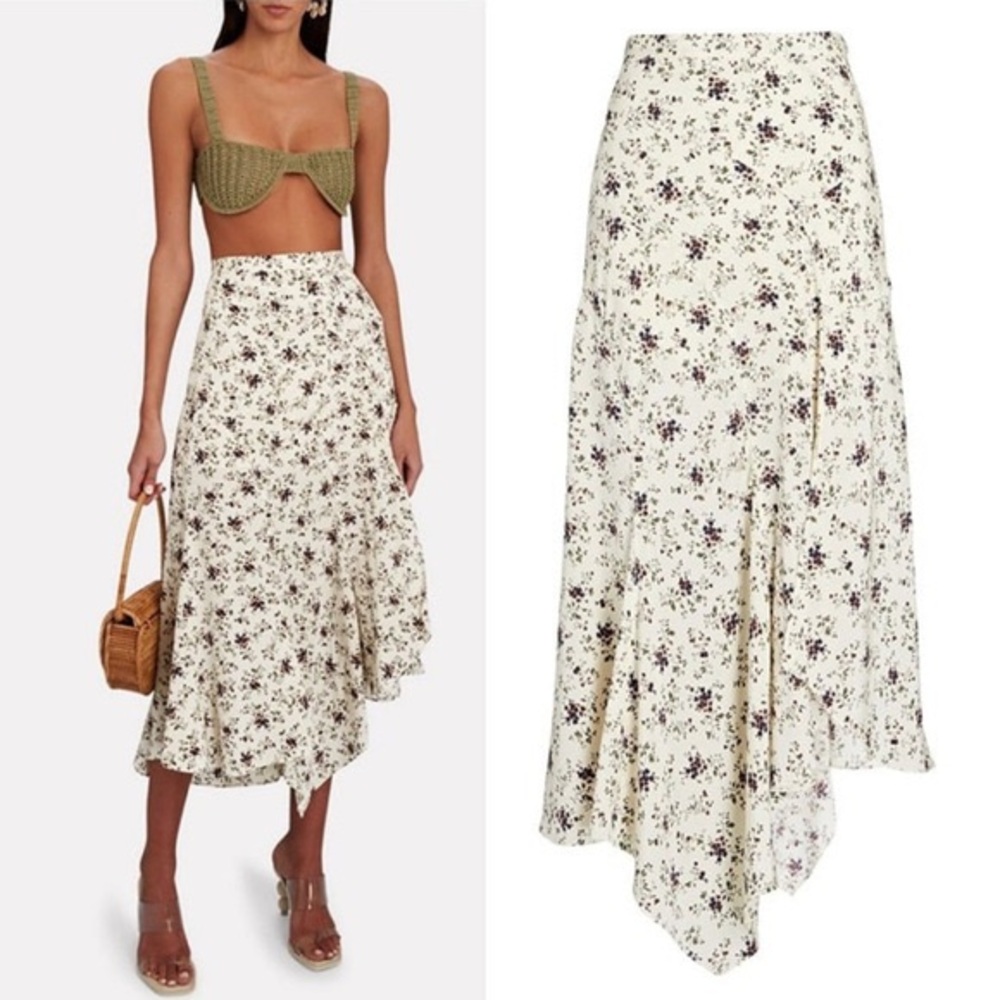 Veronica Beard Mac Floral Silk Asymmetrical Skirt - Size 2